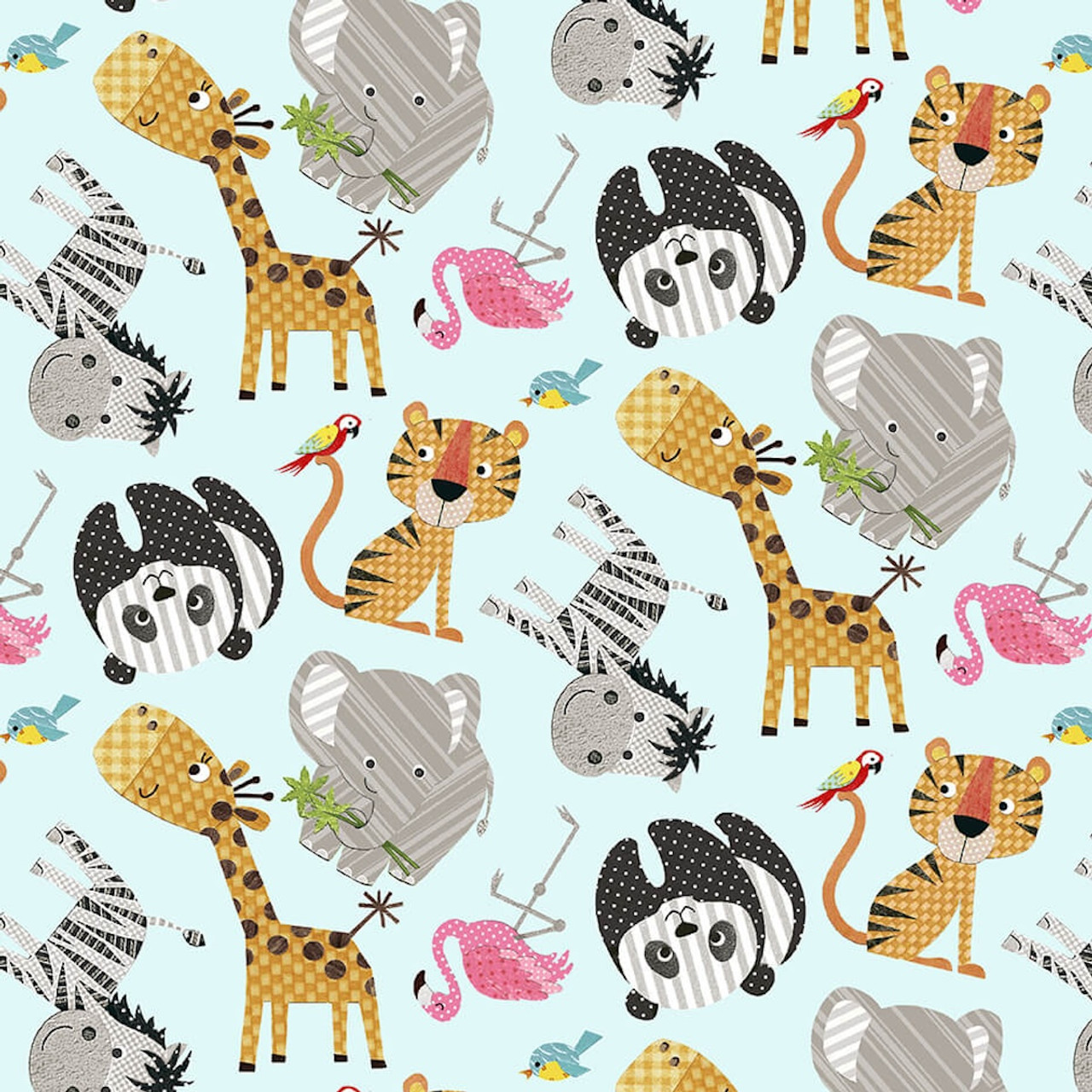 Studio E At The Zoo Tossed Zoo Animals Multi Cotton Fabric By Yard