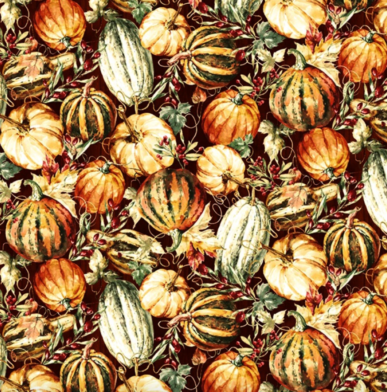 Studio E Fall Into Autumn Harvest Toss Brown Cotton Fabric By Yard