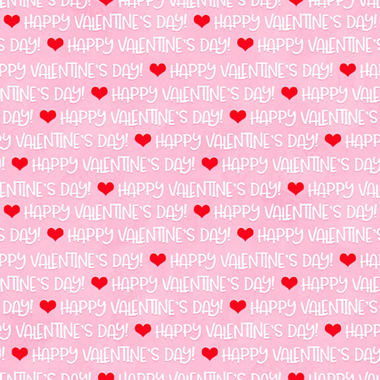 Henry Glass Gnomie Love Happy Valentine's Day Words Pink Cotton Fabric By The Yard