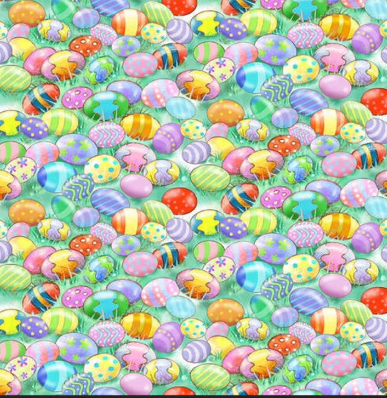 Henry Glass Bunny Tails Easter Egg Green Cotton Fabric By The Yard