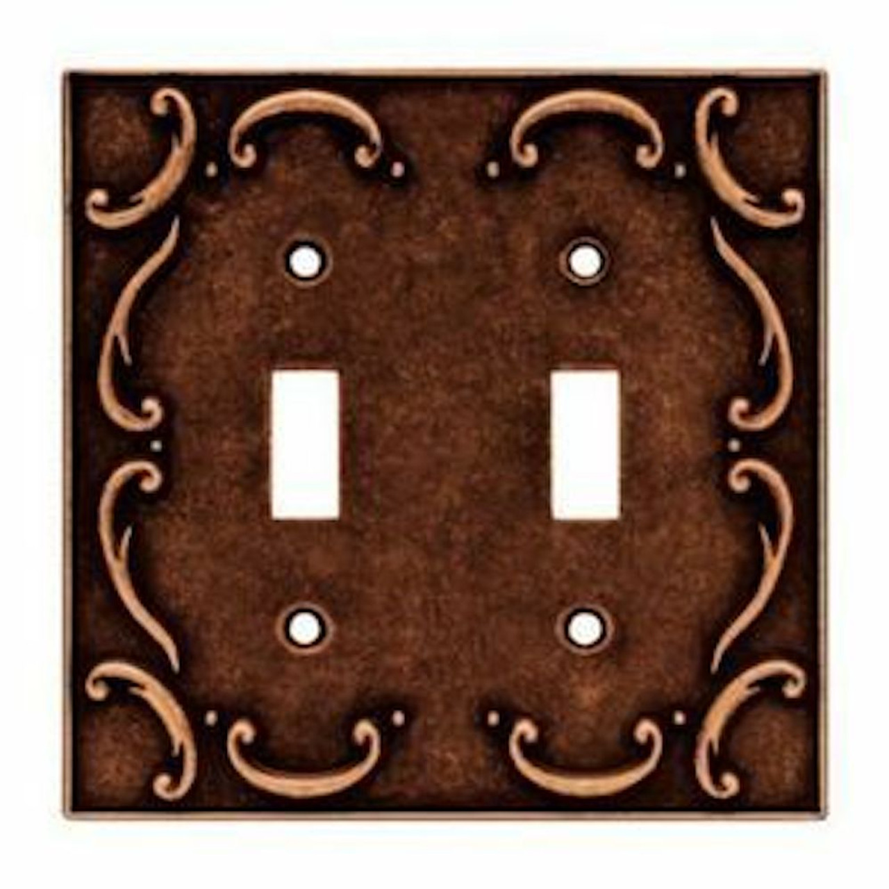 64262 Sponged Copper French Lace Double Switch Cover Plate