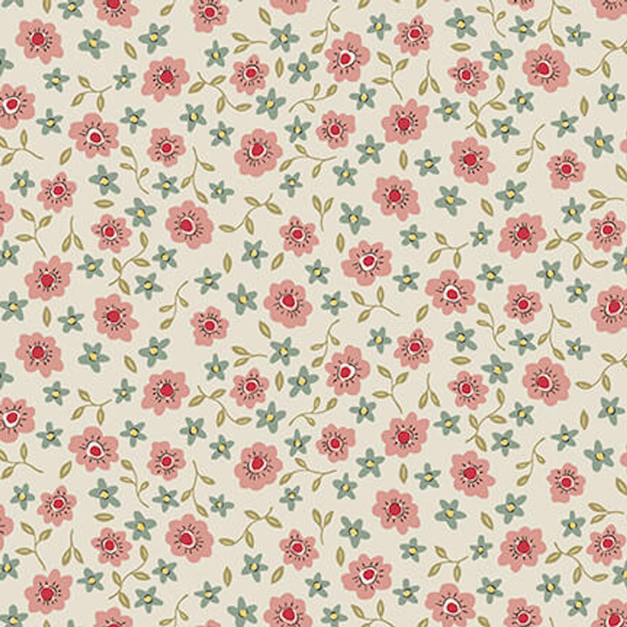 Henry Glass Market Garden Tossed Posies Cream Cotton Fabric By The Yard