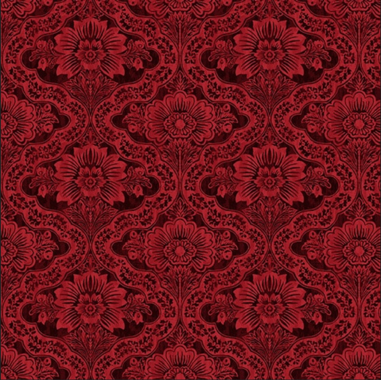 Studio E Le Poulet Damask Red Cotton Fabric By Yard