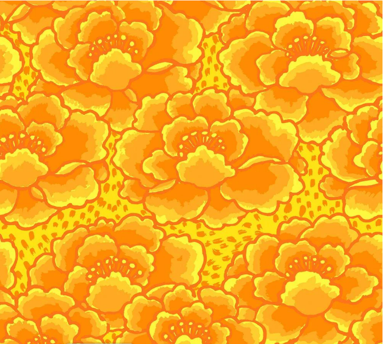 Free Spirit Kaffe Fassett Tonal Floral Gold Cotton Fabric By The Yard
