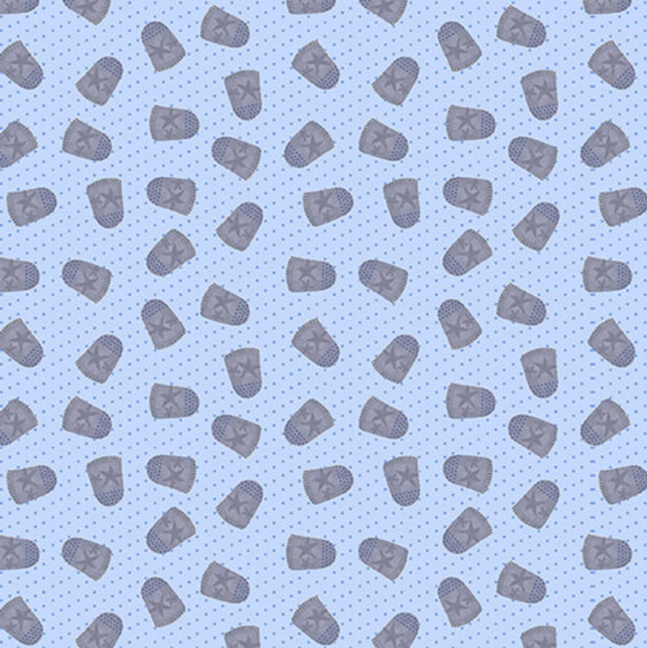 Studio E Sew Tweet Tossed Thimble Blue Cotton Fabric by The Yard