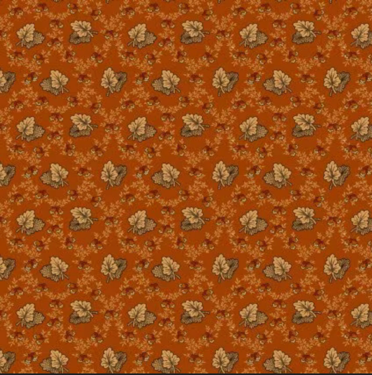 Henry Glass Autumn Spice Acorns & Oak Leaves Pumpkin Cotton Fabric By The Yard