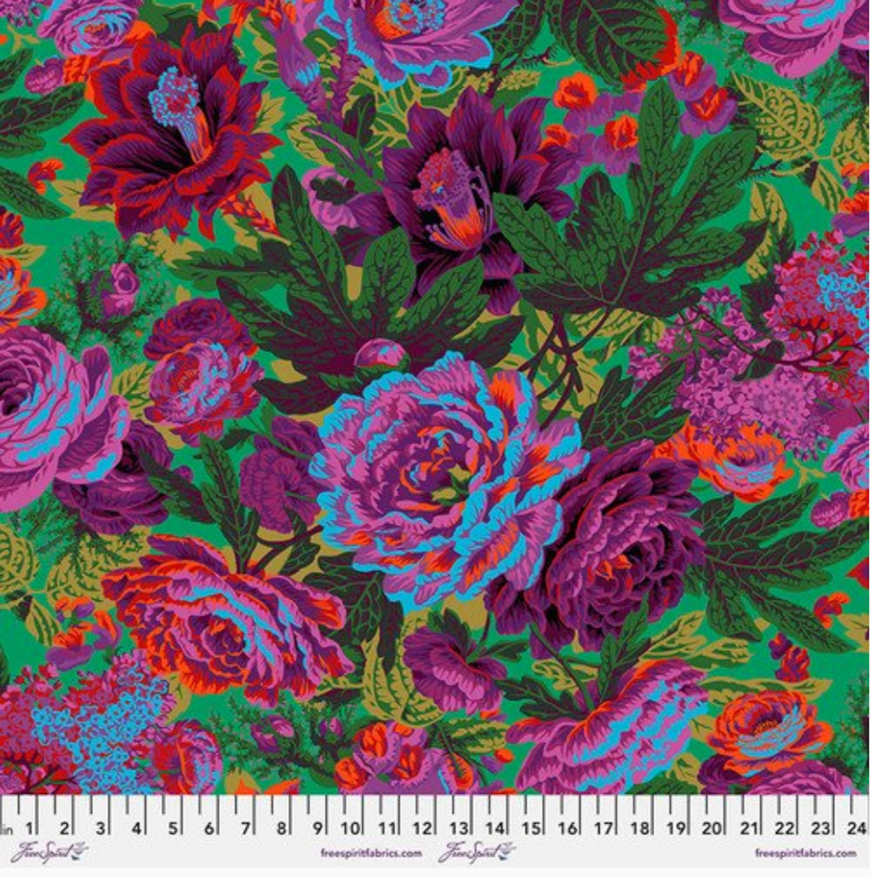 Free Spirit Philip Jacobs Floral Burst Green Cotton Fabric By The Yard