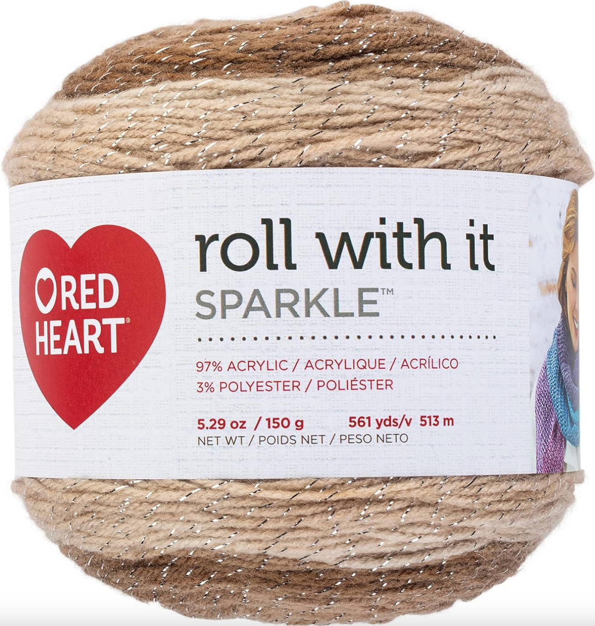 Red Heart Roll With It Sparkle Moon Dust Knitting & Crochet Yarn