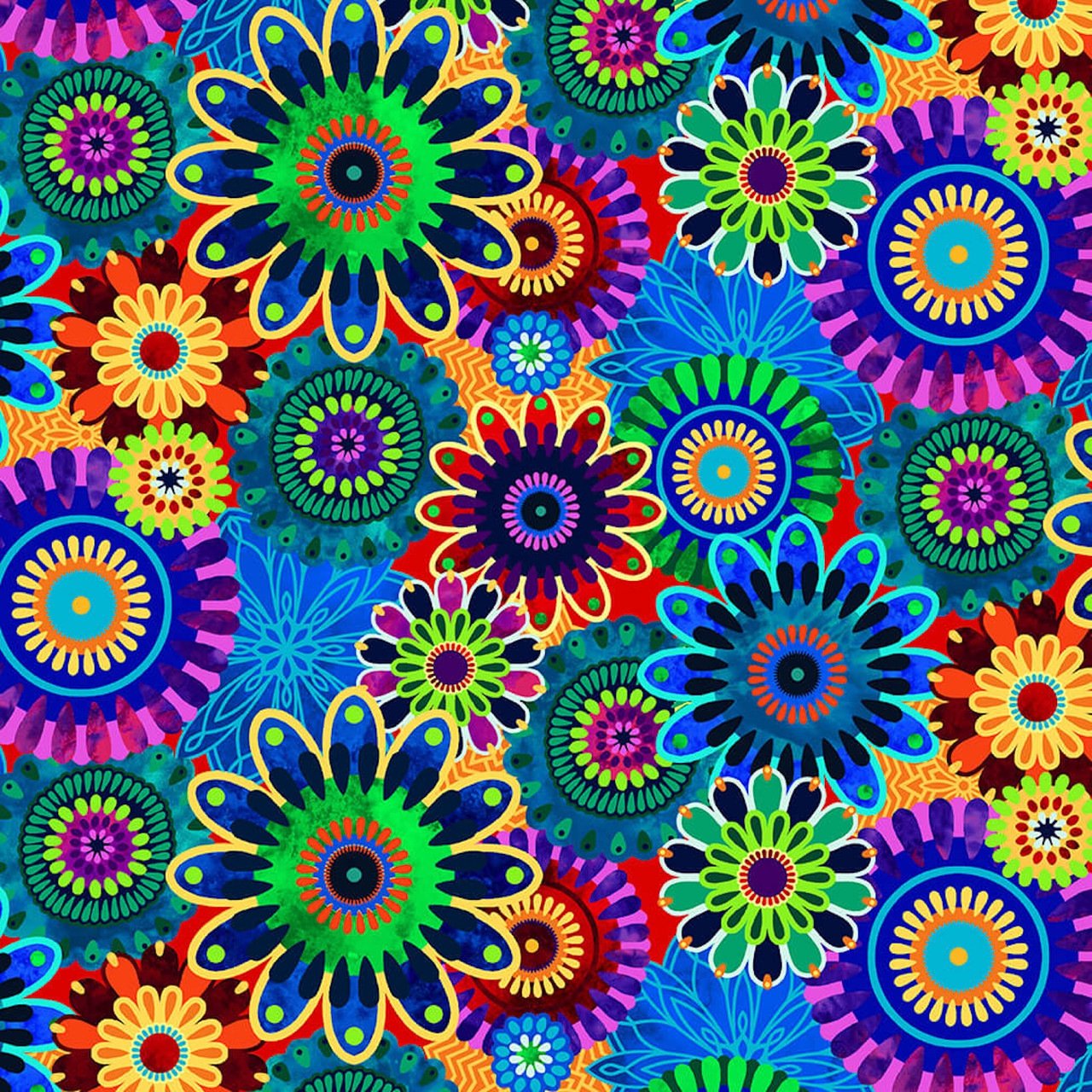 Studio E Geofetti II Geo Flower Power Royal Multi Fabric By The Yard