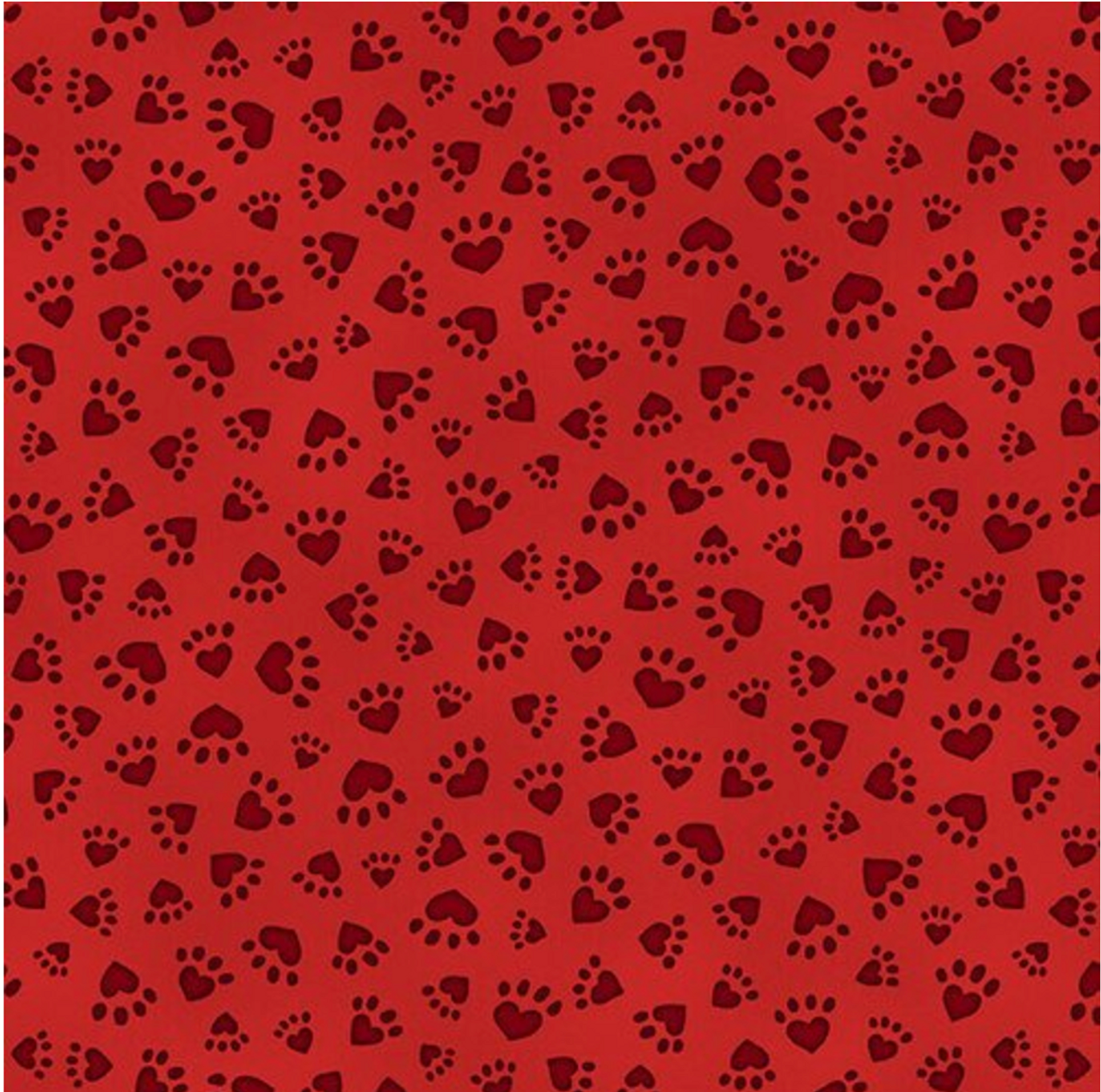 Henry Glass All You Need is Love and a Cat Paw Prints Red Cotton Fabric By Yard