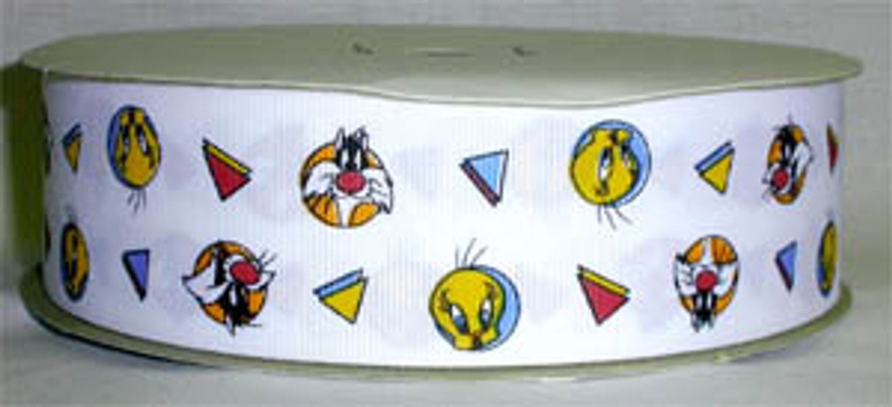 Looney Tunes Sylvester & Tweety Fabric Grosgrain Ribbon 50 Yds 1 1/2" Wide