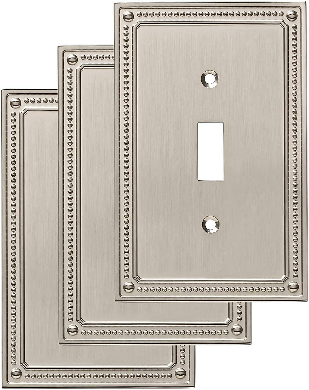 Franklin Brass Satin Nickel Classic Beaded Single Switch Cover Plate 3 Pack