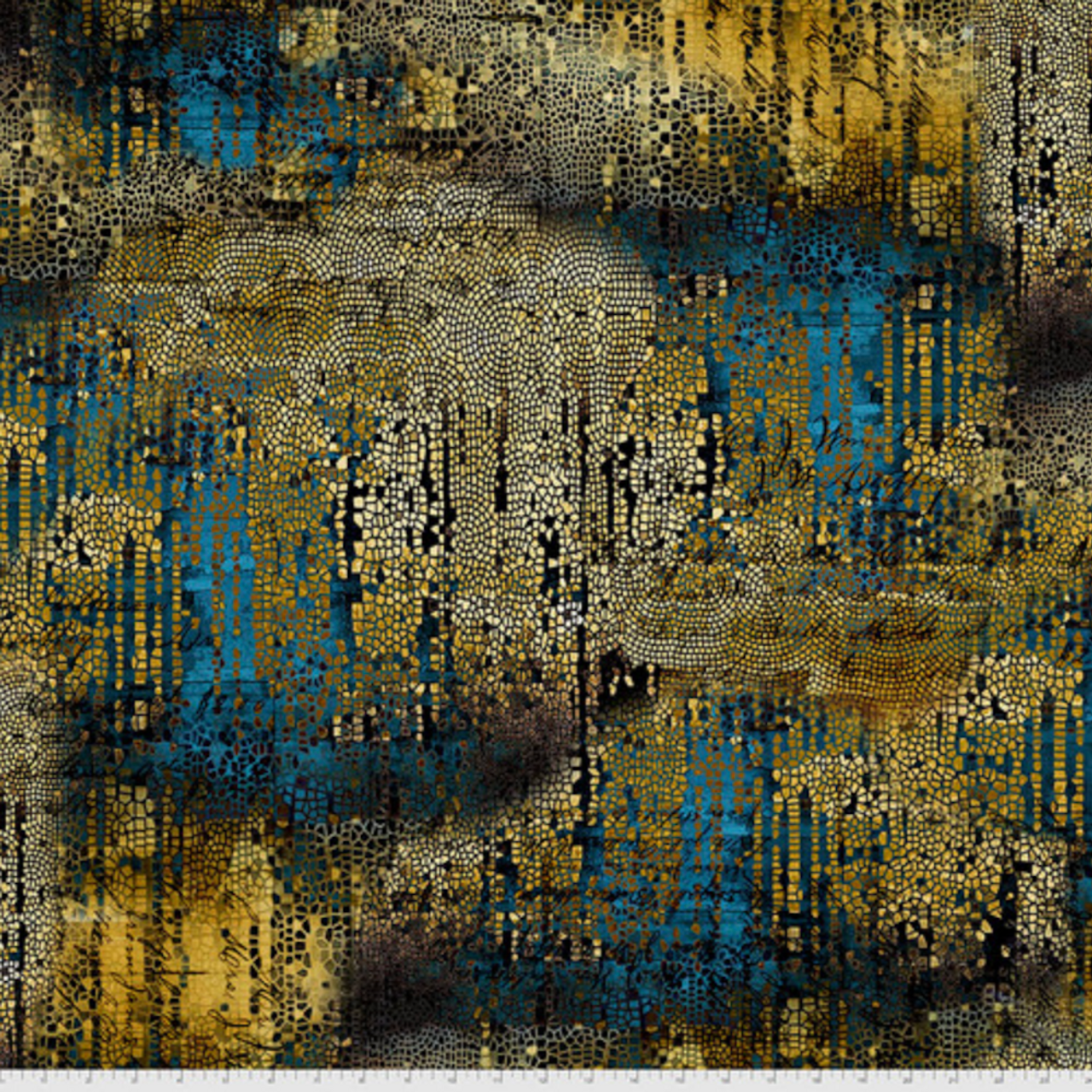 Tim Holtz Abandoned Gilded Mosaic Gold Cotton Fabric By The Yard