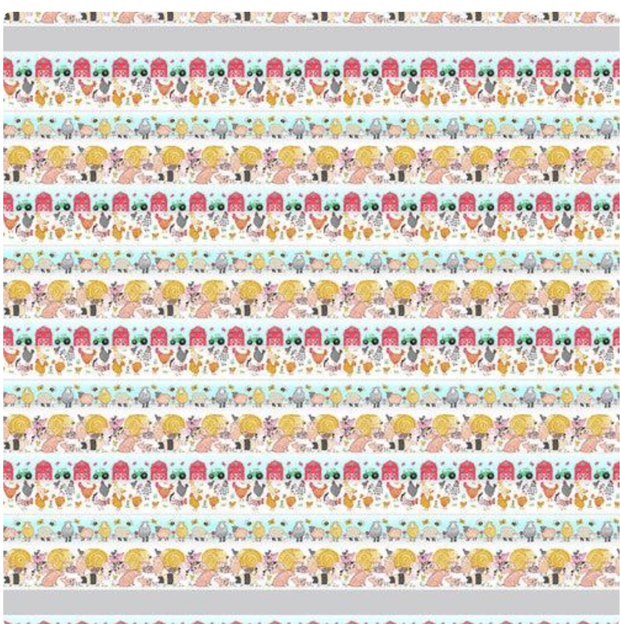Henry Glass Hay Day Border Stripe Blue Cotton Fabric By The Yard