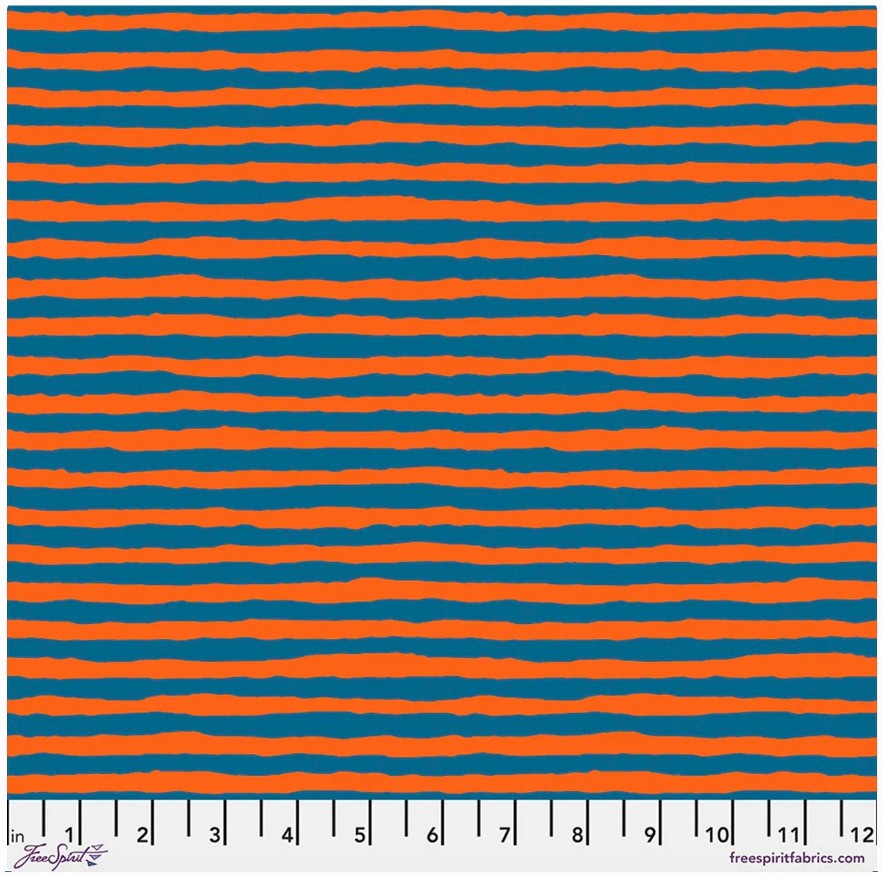 Free Spirit Brandon Mably Comb Stripe Orange Cotton Fabric By The Yard
