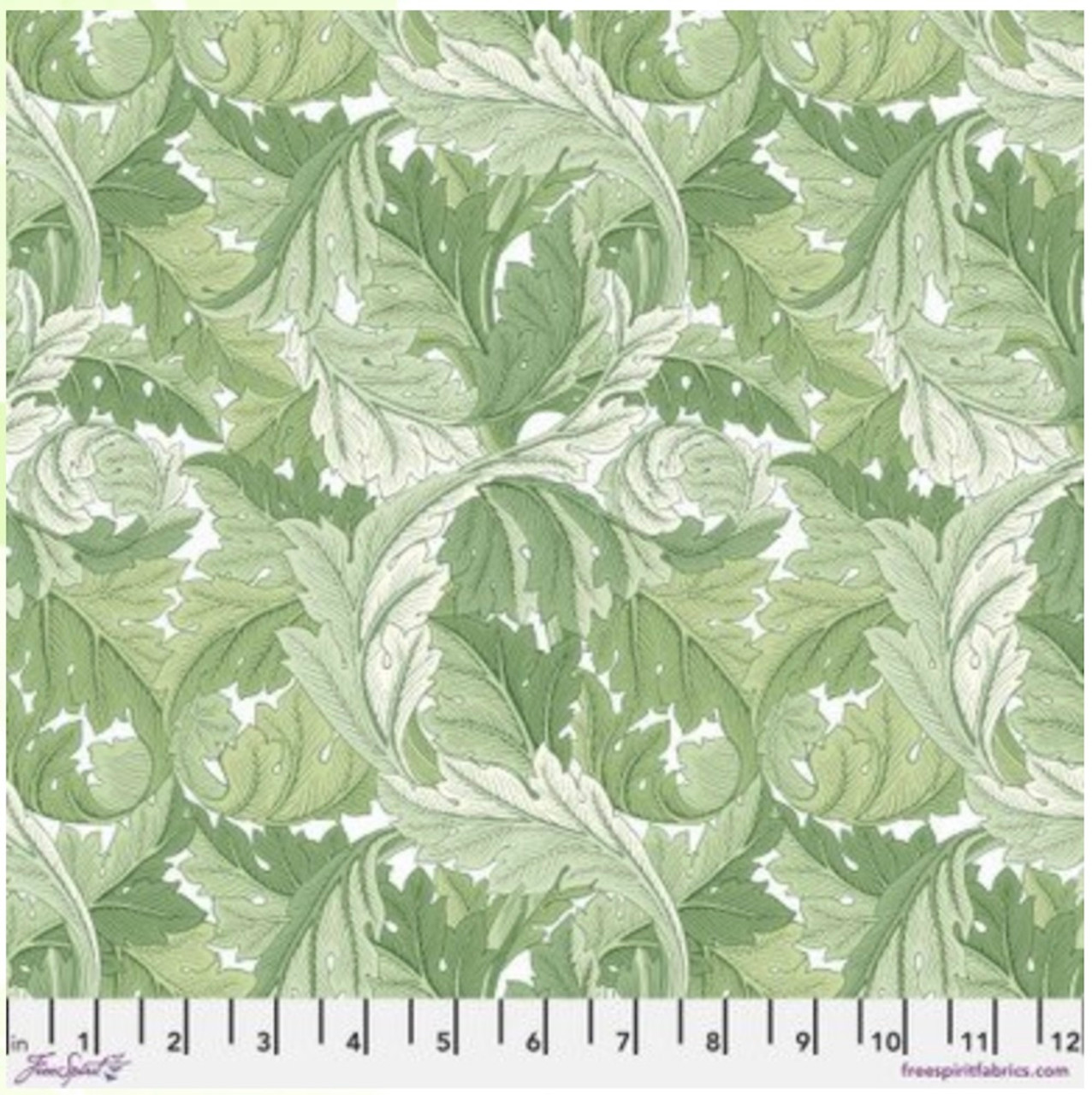 Free Spirit Morris & Co. Leicester Acanthus Green Cotton Fabric By The Yard