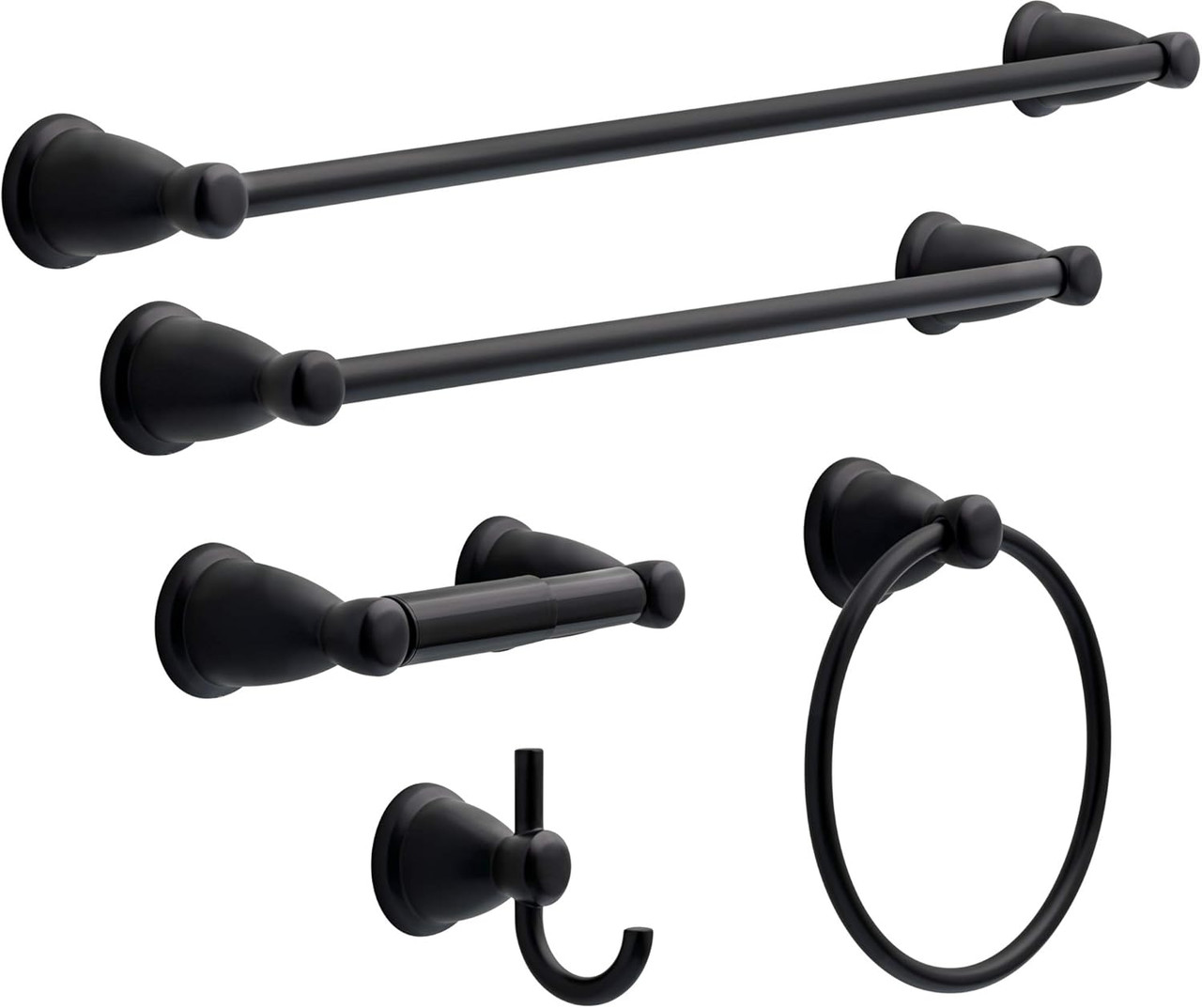Franklin Brass KIN5PC-MB Kinla 5 Piece Bath Set Matte Black Finish