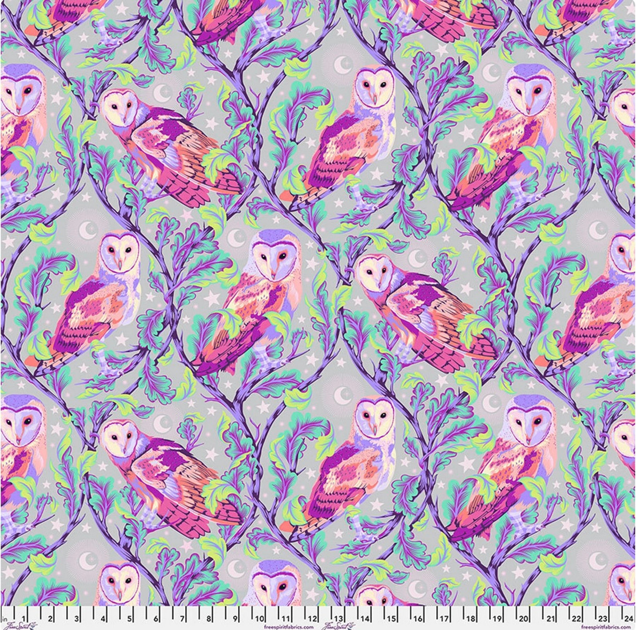 Free Spirit Tula Pink Moon Garden Night Owl Dusk Cotton Fabric By The Yard