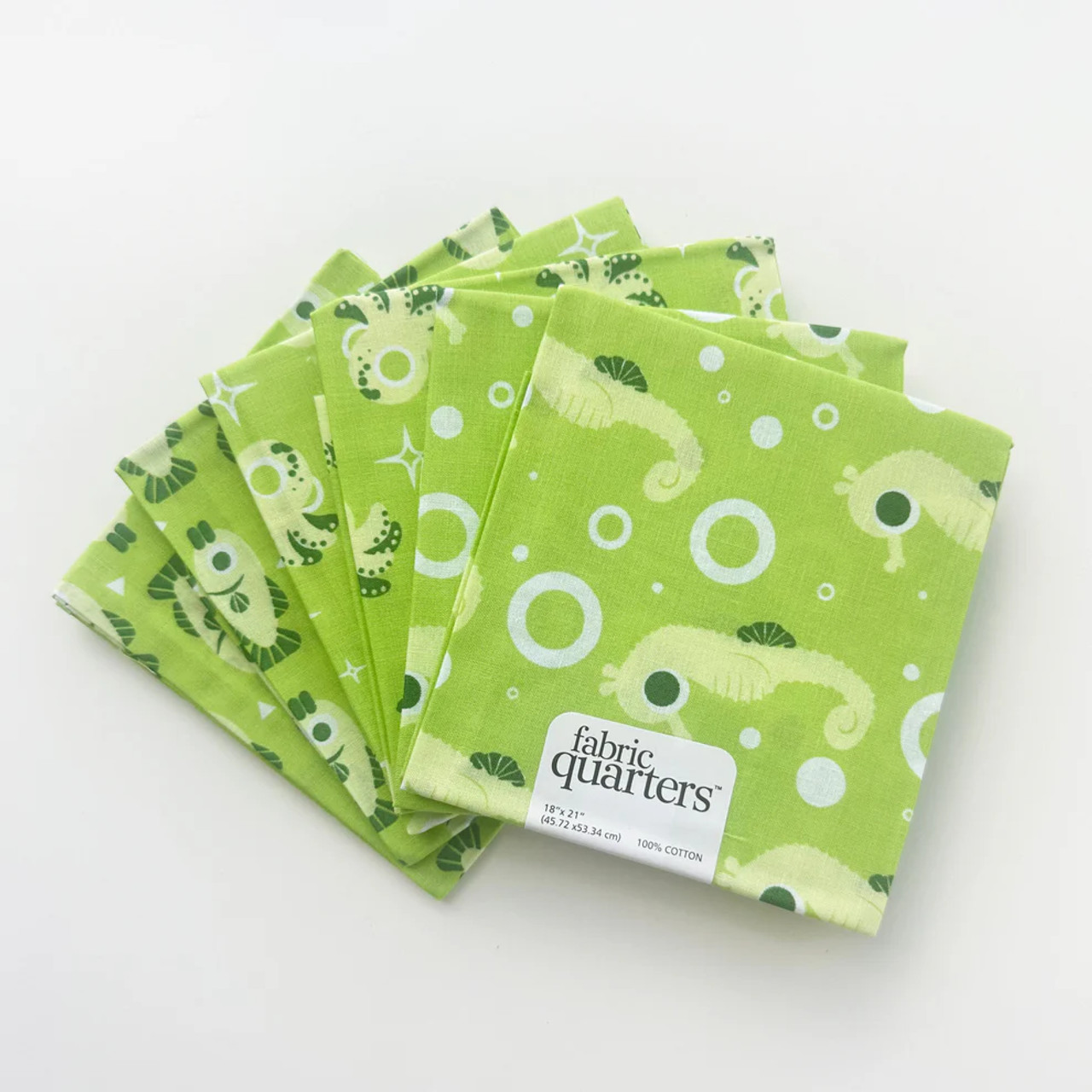 Paintbrush Studios Fish Green Cotton Fat Stack Fat Quarters Fabric By Pack