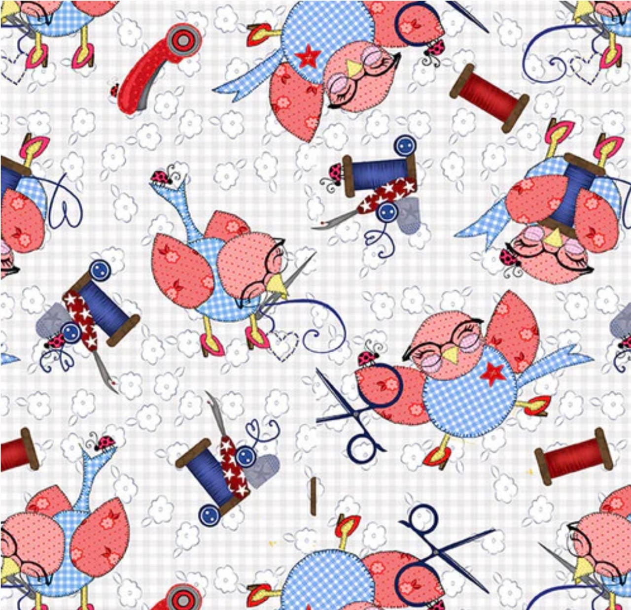 Studio E Sew Tweet Tossed Bird Allover Gray Cotton Fabric by The Yard
