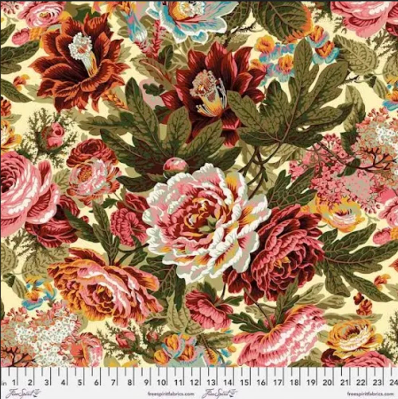 Free Spirit Philip Jacobs Floral Burst Natural Cotton Fabric By The Yard