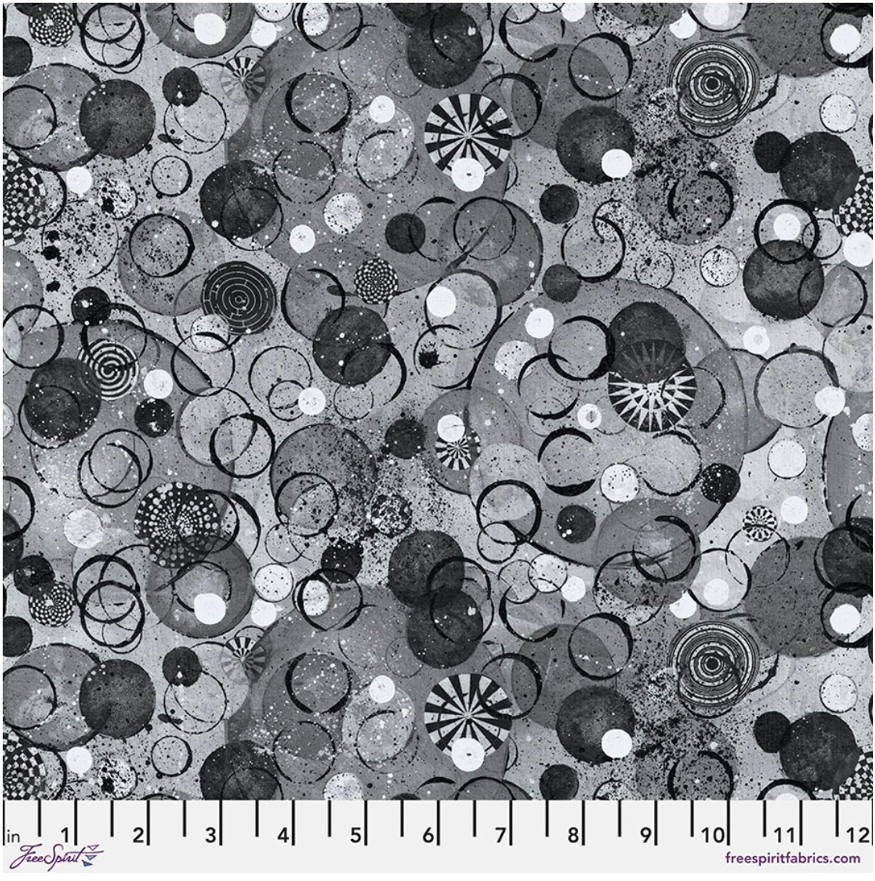 Free Spirit Katie Pasquini Cool Breeze Turbulence Gray Cotton Fabric By The Yard