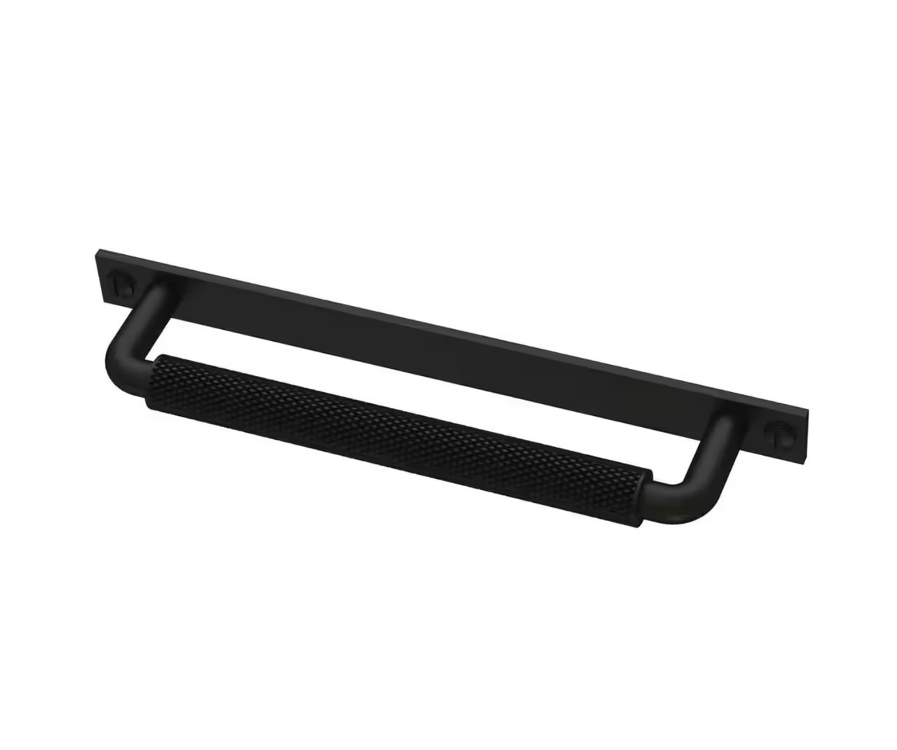 Liberty P40318C-FB 5 1/16" Knurled Industrial Cabinet Pull w/ Backplate Matte Black