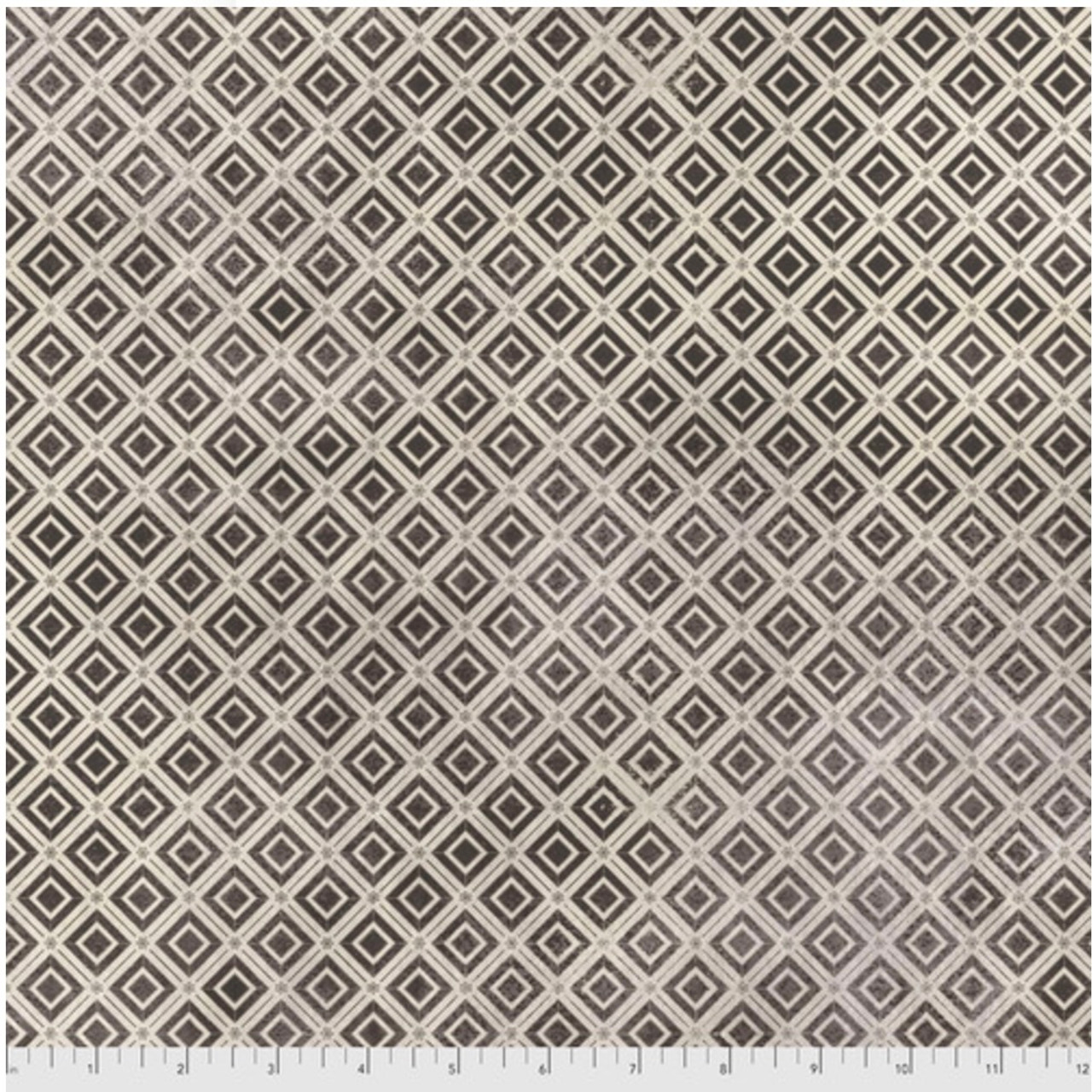 Tim Holtz Monochrome Diamonds Charcoal Cotton Fabric By The Yard