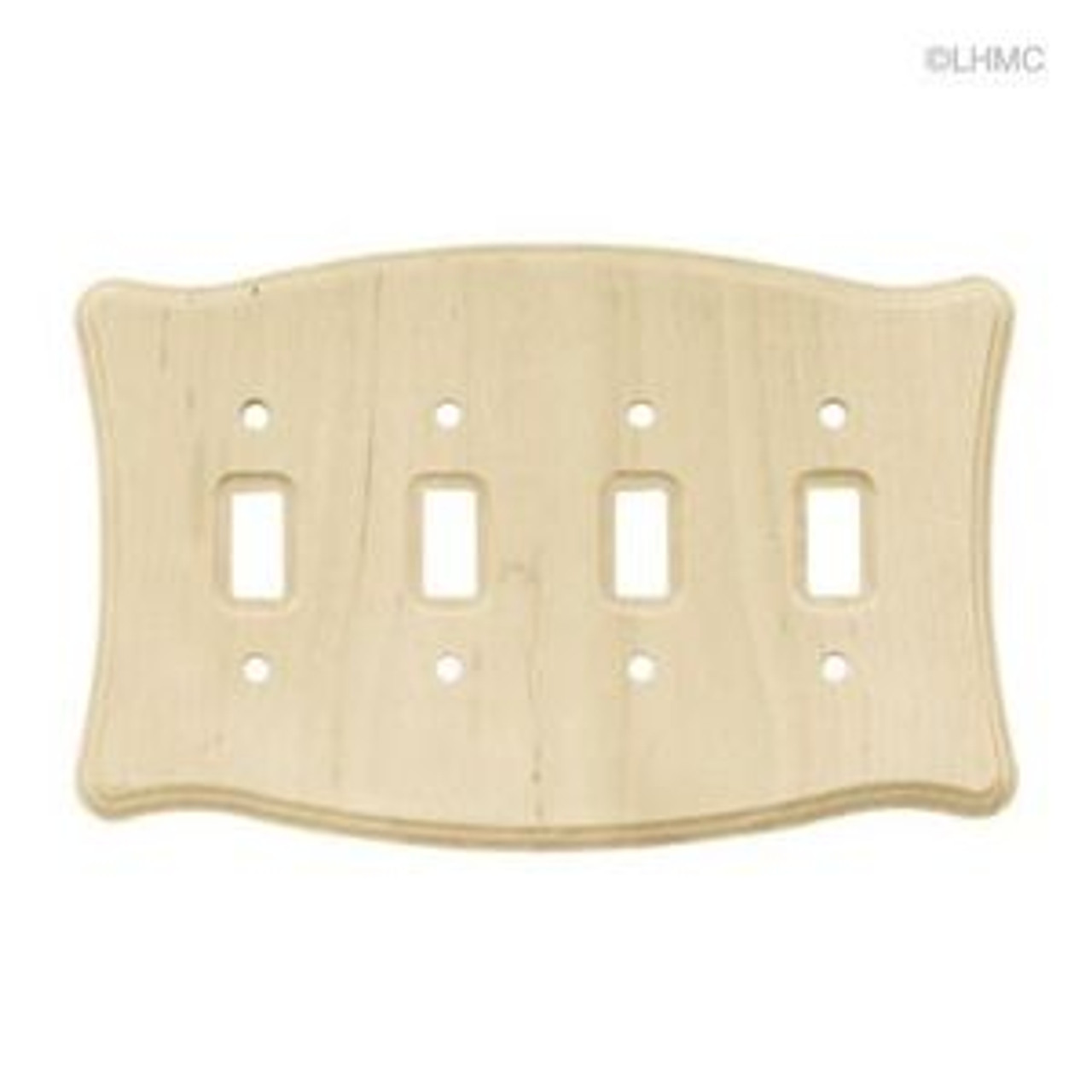 64633 Unfinished Wood Scalloped Quad Switch Cover Wall Plate