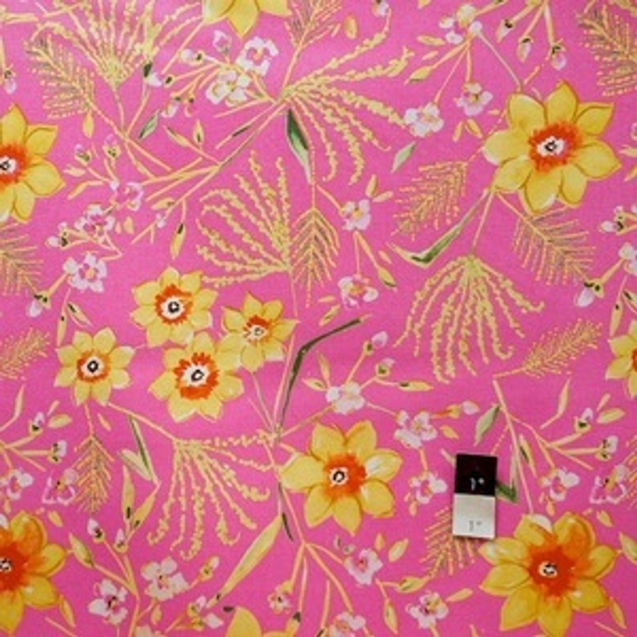 Dena Designs LIDF003 Sunshine Jasmine Pink Linen Fabric By Yard