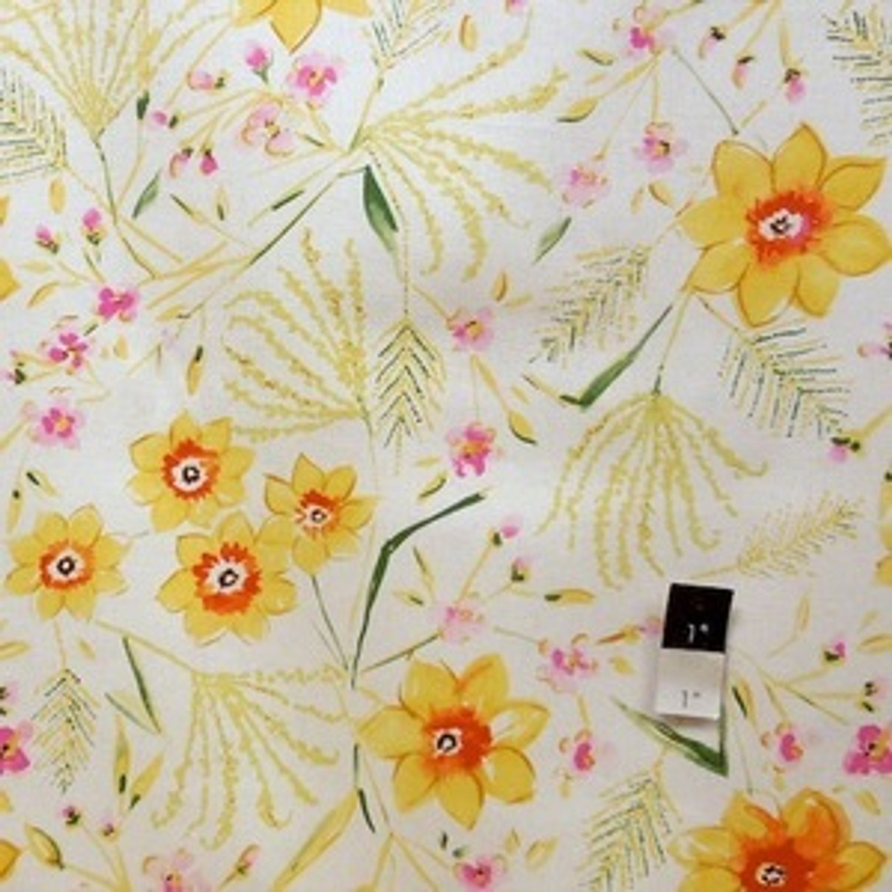 Dena Designs LIDF003 Sunshine Jasmine White Linen Fabric By Yard