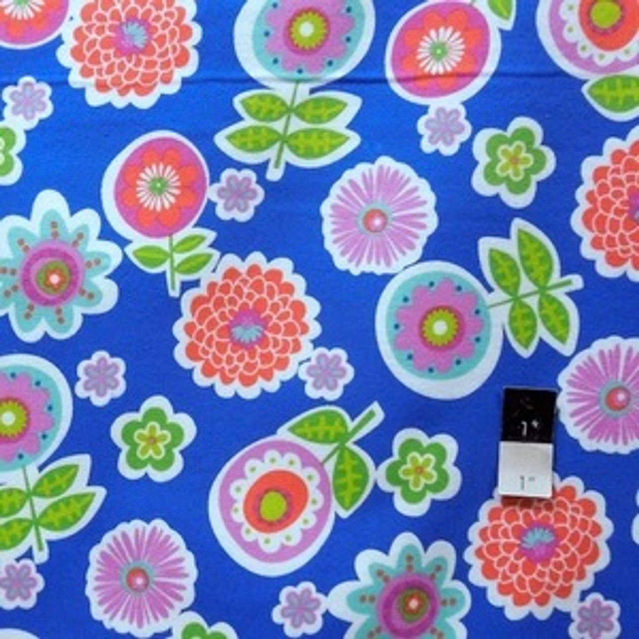 Erin McMorris FAEM001 Greenhouse Backyard Royal Flannel Fabric 1 3/4 Yard