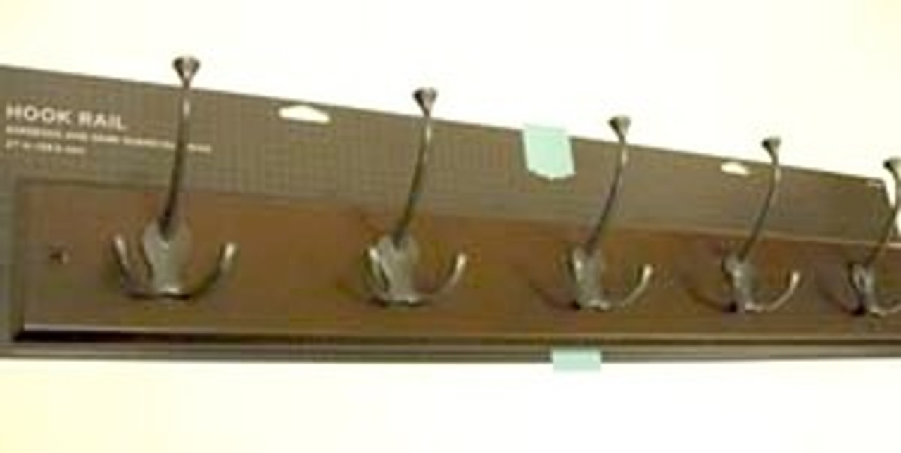 085-03-3908  27" 5 Flare Hook Coat/Hat Rail Espresso & Dark Gun Metal