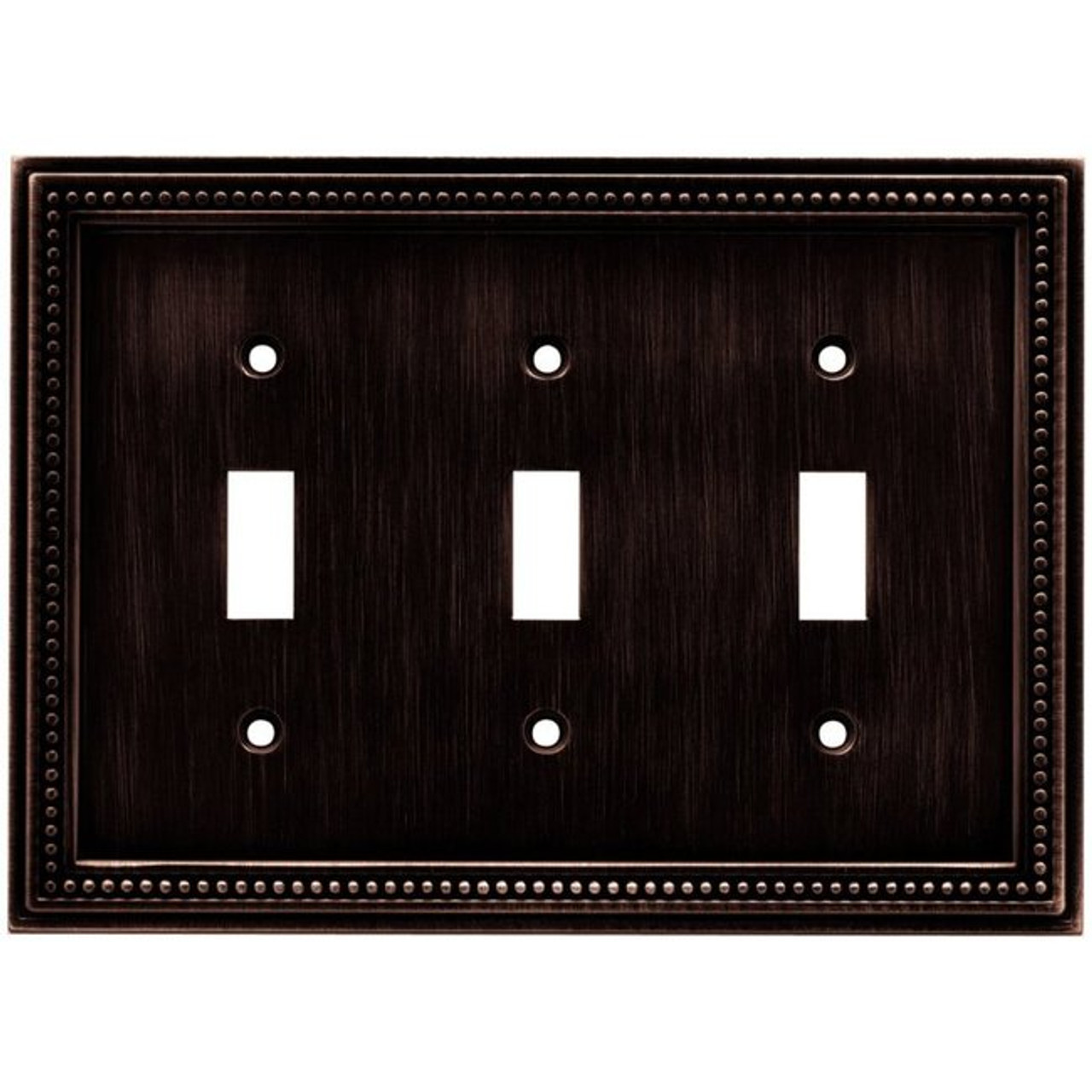 64408 Beaded Venetian Bronze Triple Switch Cover Plate