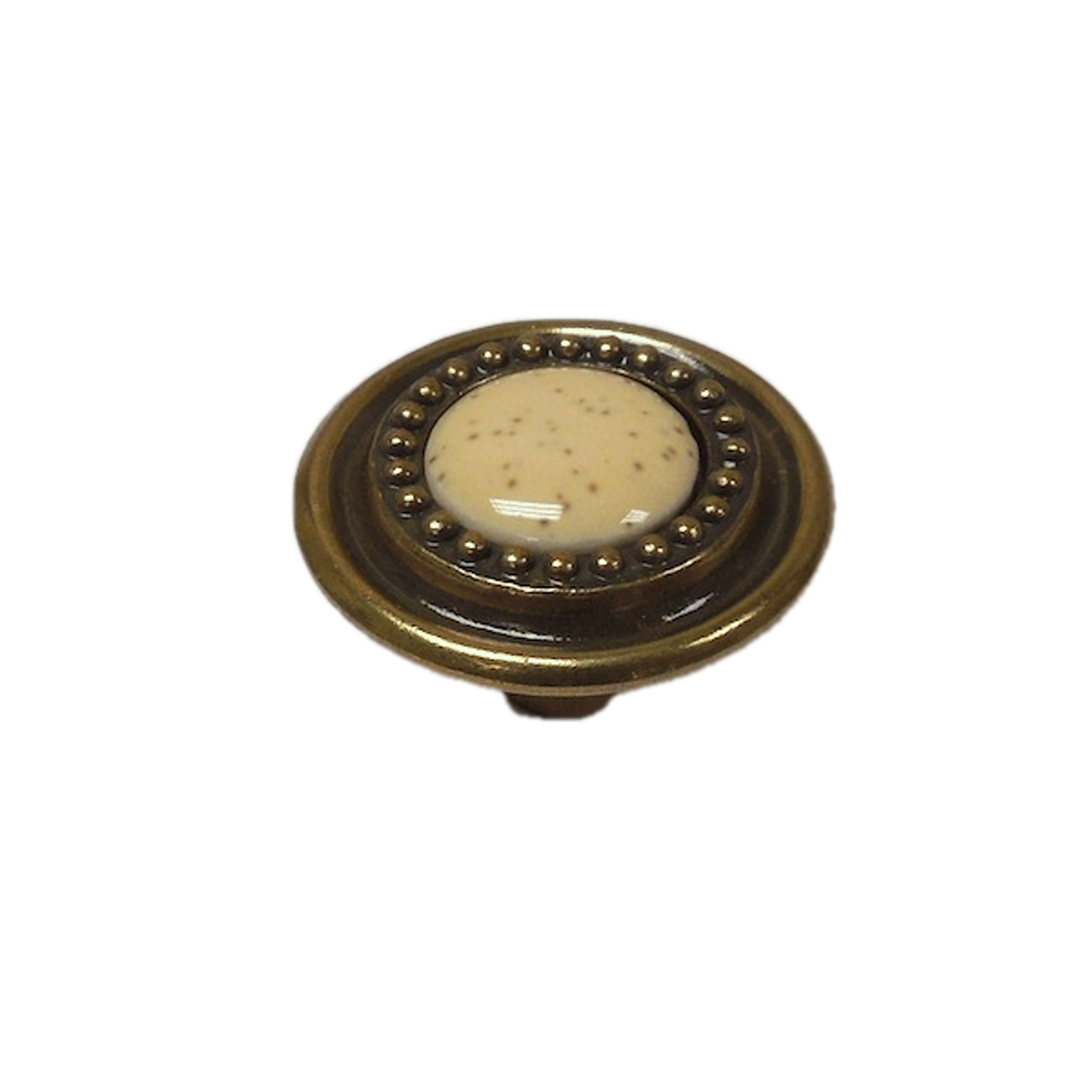 P50171C-ABM 1 1/4" Antique Brass  & Crackle Ceramic Sundial Round Knob Drawer