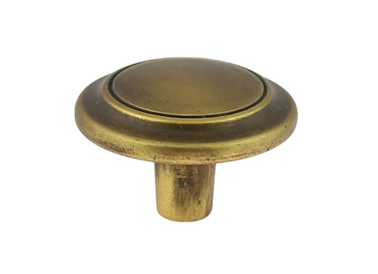 PN0258-LAN Antique Lancaster Brass 1 1/4" Raised Ring Cabinet Drawer Knob