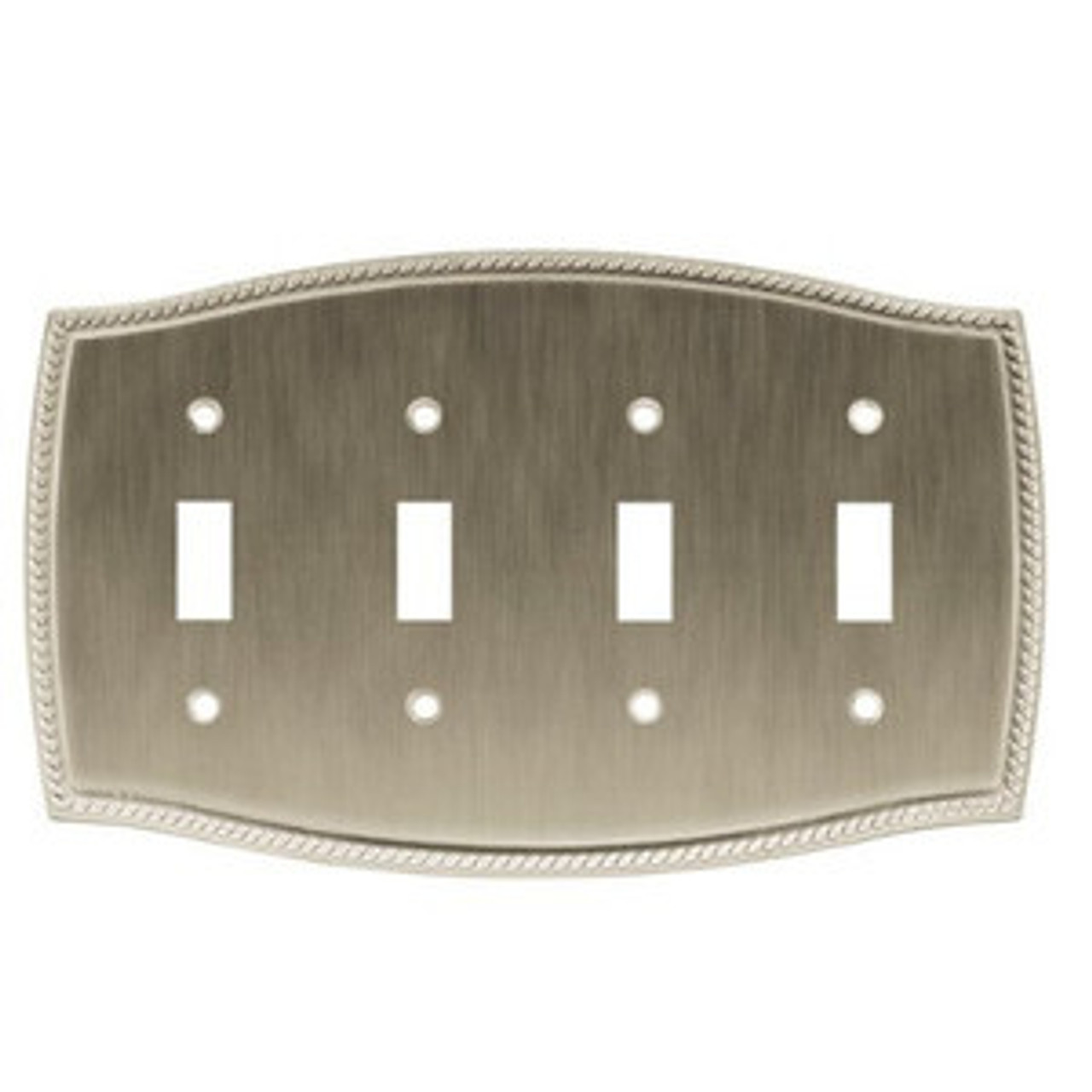 W094ZMC-BSN Satin Nickel Colonial Rope Quad Switch Cover Plate