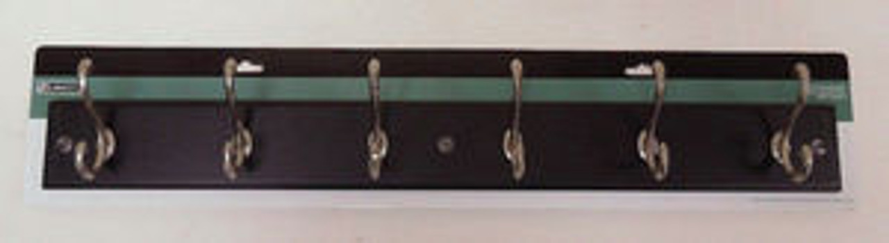 139640 27" 6 Scroll Hook Coat/Hat Rail Black w/ Satin Nickel Hooks