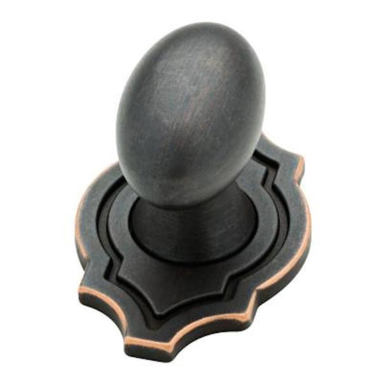 P27935C-VBC 1 1/8" Pryce Bronze & Copper Oval Knob w/ Backplate