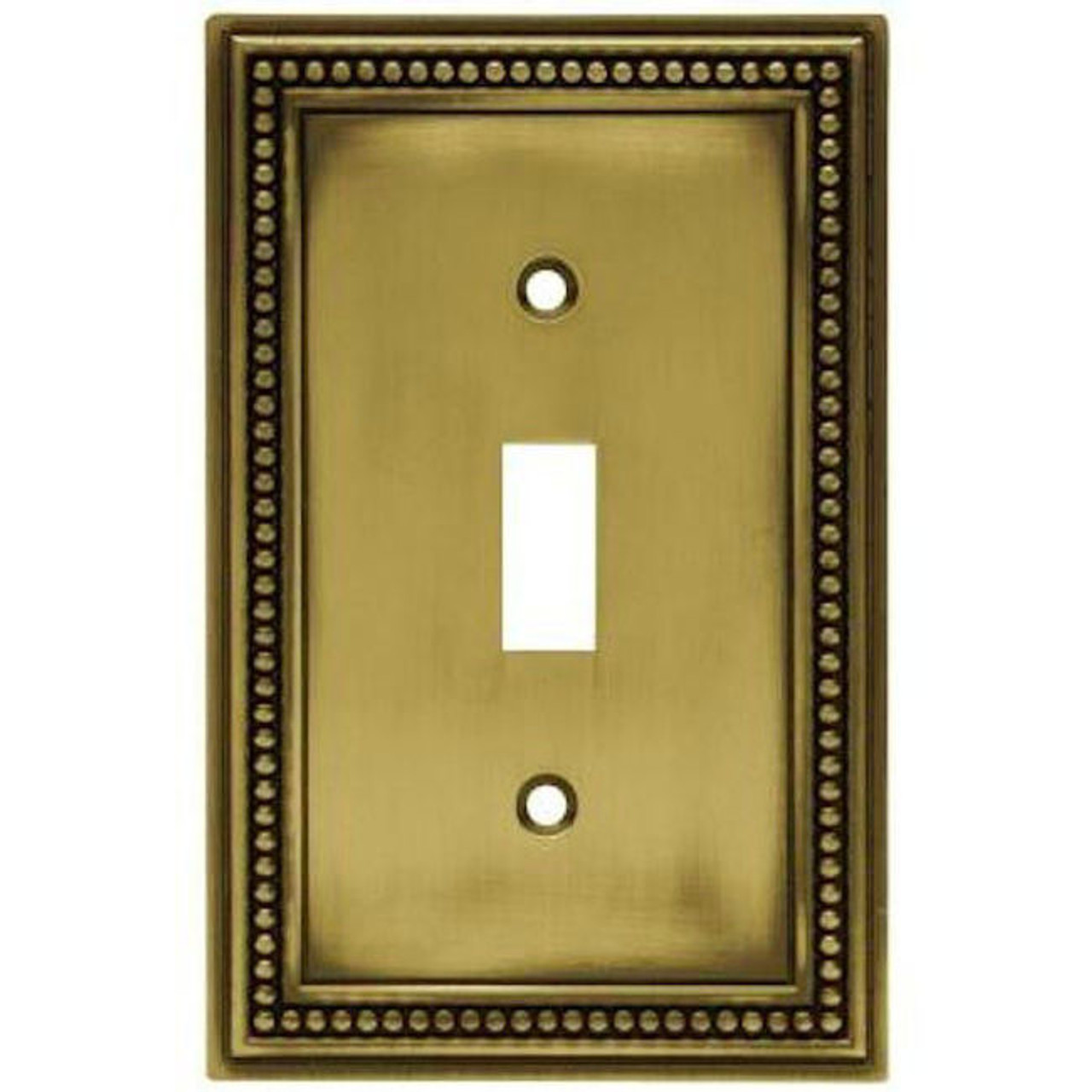 W10097-ABT Antique Brass Beaded Single Switch Cover Plate