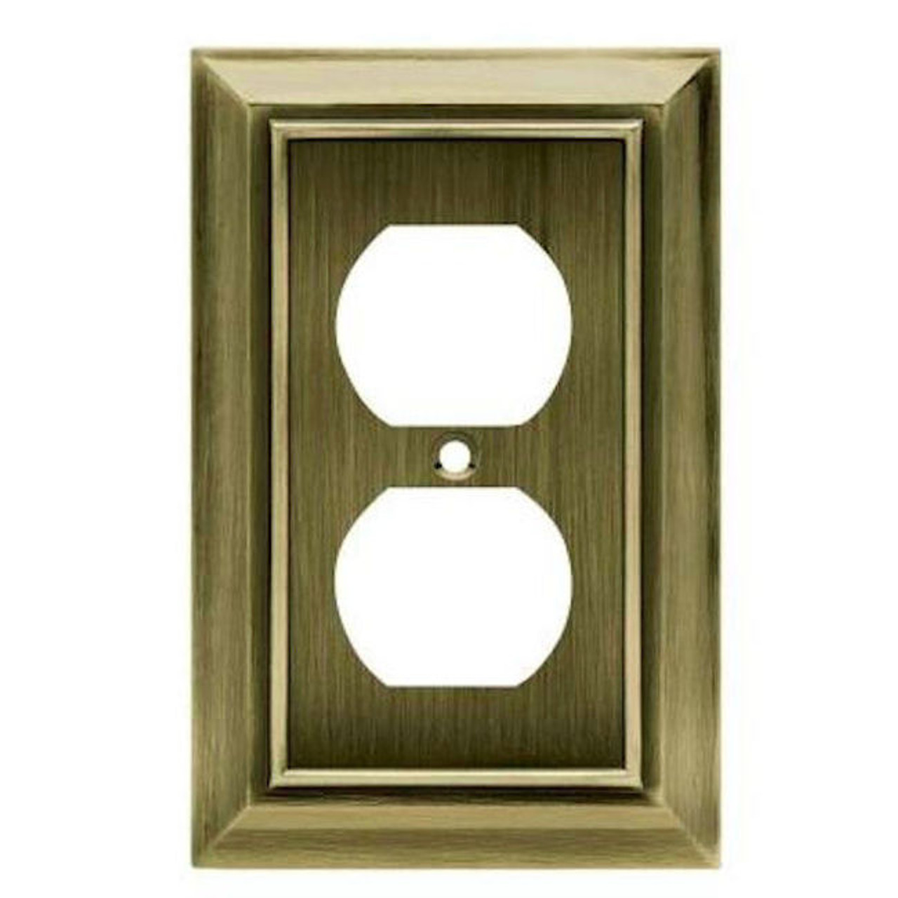 W10086-AB Architectural Single Duplex Outlet Cover Plate Antique Brass