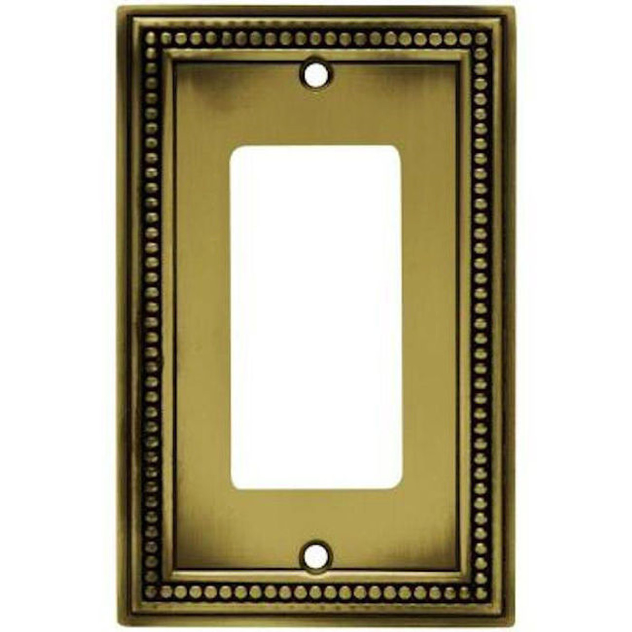 W10237-ABT Antique Brass Beaded Single GFCI Cover Plate