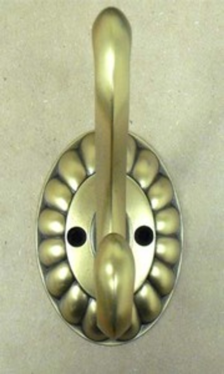 BBF036Y-ABT Antique Brass Double Prong Robe Coat Hat Robe Hook