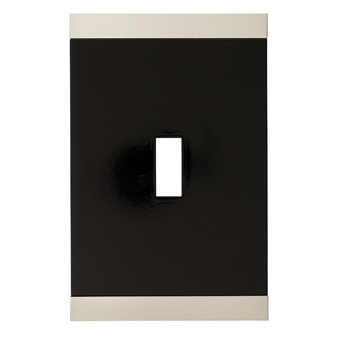 135754 Satin Nickel & Black Basic Stripe Single Switch Cover Plate