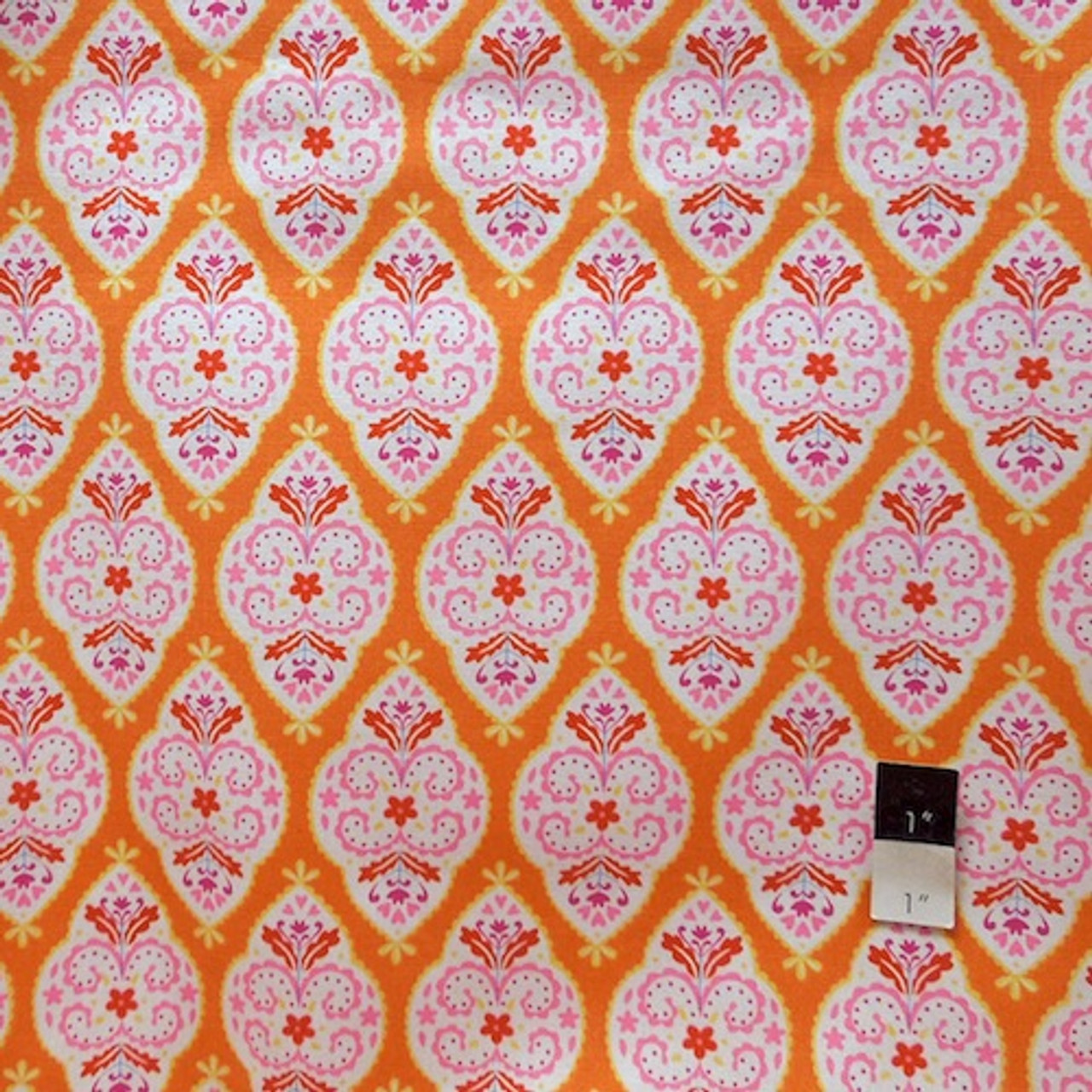 Dena Designs LIDF004 Sunshine Medallion Orange Linen Fabric By Yard