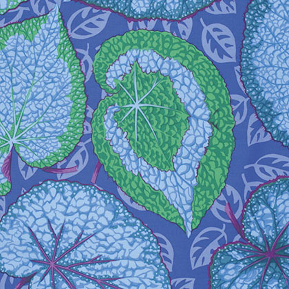Philip Jacobs PWPJ070 Big Leaf Blue Cotton Quilting Fabric By Yard