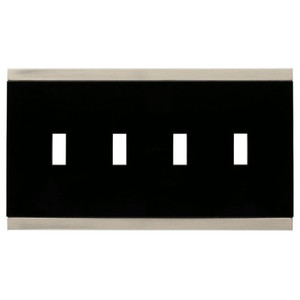 135763 Basic Stripe Black & Satin Nickel Quad Switch Cover Wall Plate 135763 Basic Stripe Black & Satin Nickel Quad Switch Cover Wall Plate