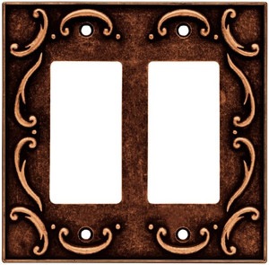 64260 Sponged Copper French Lace Double GFCI Decora Cover Plate 64260 Sponged Copper French Lace Double GFCI Decora Cover Plate