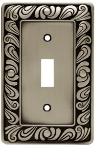 64048 Paisley Single Switch Satin Pewter Cover Plate 64048 Paisley Single Switch Satin Pewter Cover Plate
