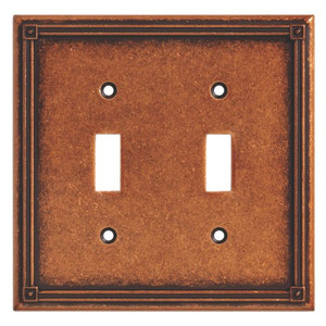 135765 Ruston Sponged Copper Double Switch Cover Plate 135765 Ruston Sponged Copper Double Switch Cover Plate